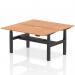 Air Back-to-Back 1600 x 800mm Height Adjustable 2 Person Office Bench Desk Oak Top with Scalloped Edge Black Frame HA02328