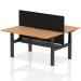 Air Back-to-Back 1600 x 800mm Height Adjustable 2 Person Bench Desk Oak Top with Scalloped Edge Black Frame with Black Straight Screen HA02329
