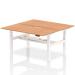 Air Back-to-Back 1600 x 800mm Height Adjustable 2 Person Bench Desk Oak Top with Scalloped Edge White Frame HA02332