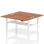 Air Back-to-Back 1600 x 800mm Height Adjustable 2 Person Bench Desk Walnut Top with Cable Ports White Frame HA02338