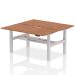 Air Back-to-Back 1600 x 800mm Height Adjustable 2 Person Bench Desk Walnut Top with Scalloped Edge Silver Frame HA02342