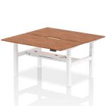 Air Back-to-Back 1600 x 800mm Height Adjustable 2 Person Bench Desk Walnut Top with Scalloped Edge White Frame HA02344