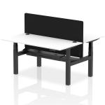 Air Back-to-Back 1600 x 800mm Height Adjustable 2 Person Bench Desk White Top with Cable Ports Black Frame with Black Straight Screen HA02347