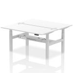Air Back-to-Back 1600 x 800mm Height Adjustable 2 Person Bench Desk White Top with Cable Ports Silver Frame HA02348