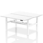 Air Back-to-Back 1600 x 800mm Height Adjustable 2 Person Bench Desk White Top with Cable Ports White Frame HA02350