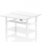 Air Back-to-Back 1600 x 800mm Height Adjustable 2 Person Office Bench Desk White Top with Cable Ports White Frame HA02350