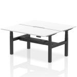 Air Back-to-Back 1600 x 800mm Height Adjustable 2 Person Bench Desk White Top with Scalloped Edge Black Frame HA02352