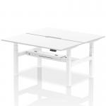 Air Back-to-Back 1600 x 800mm Height Adjustable 2 Person Office Bench Desk White Top with Scalloped Edge White Frame HA02356