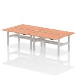 Air Back-to-Back 1600 x 800mm Height Adjustable 4 Person Bench Desk Beech Top with Cable Ports Silver Frame HA02360