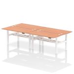 Air Back-to-Back 1600 x 800mm Height Adjustable 4 Person Bench Desk Beech Top with Cable Ports White Frame HA02362