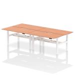Air Back-to-Back 1600 x 800mm Height Adjustable 4 Person Bench Desk Beech Top with Scalloped Edge White Frame HA02368