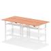 Air Back-to-Back 1600 x 800mm Height Adjustable 4 Person Bench Desk Beech Top with Scalloped Edge White Frame HA02368