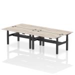 Air Back-to-Back 1600 x 800mm Height Adjustable 4 Person Bench Desk Grey Oak Top with Cable Ports Black Frame HA02370