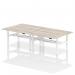 Air Back-to-Back 1600 x 800mm Height Adjustable 4 Person Bench Desk Grey Oak Top with Cable Ports White Frame HA02374