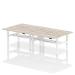 Air Back-to-Back 1600 x 800mm Height Adjustable 4 Person Bench Desk Grey Oak Top with Scalloped Edge White Frame HA02380