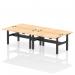 Air Back-to-Back 1600 x 800mm Height Adjustable 4 Person Office Bench Desk Maple Top with Cable Ports Black Frame HA02382