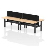 Air Back-to-Back 1600 x 800mm Height Adjustable 4 Person Bench Desk Maple Top with Cable Ports Black Frame with Black Straight Screen HA02383
