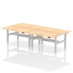Air Back-to-Back 1600 x 800mm Height Adjustable 4 Person Bench Desk Maple Top with Cable Ports Silver Frame HA02384