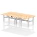 Air Back-to-Back 1600 x 800mm Height Adjustable 4 Person Bench Desk Maple Top with Cable Ports Silver Frame HA02384
