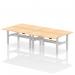 Air Back-to-Back 1600 x 800mm Height Adjustable 4 Person Office Bench Desk Maple Top with Cable Ports Silver Frame HA02384