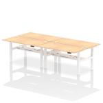 Air Back-to-Back 1600 x 800mm Height Adjustable 4 Person Bench Desk Maple Top with Cable Ports White Frame HA02386