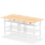 Air Back-to-Back 1600 x 800mm Height Adjustable 4 Person Office Bench Desk Maple Top with Cable Ports White Frame HA02386