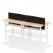 Air Back-to-Back 1600 x 800mm Height Adjustable 4 Person Office Bench Desk Maple Top with Cable Ports White Frame with Black Straight Screen HA02387