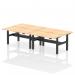 Air Back-to-Back 1600 x 800mm Height Adjustable 4 Person Office Bench Desk Maple Top with Scalloped Edge Black Frame HA02388