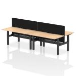 Air Back-to-Back 1600 x 800mm Height Adjustable 4 Person Bench Desk Maple Top with Scalloped Edge Black Frame with Black Straight Screen HA02389