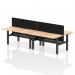 Air Back-to-Back 1600 x 800mm Height Adjustable 4 Person Office Bench Desk Maple Top with Scalloped Edge Black Frame with Black Straight Screen HA02389