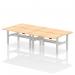 Air Back-to-Back 1600 x 800mm Height Adjustable 4 Person Office Bench Desk Maple Top with Scalloped Edge Silver Frame HA02390