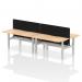 Air Back-to-Back 1600 x 800mm Height Adjustable 4 Person Office Bench Desk Maple Top with Scalloped Edge Silver Frame with Black Straight Screen HA02391