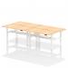 Air Back-to-Back 1600 x 800mm Height Adjustable 4 Person Office Bench Desk Maple Top with Scalloped Edge White Frame HA02392