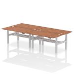 Air Back-to-Back 1600 x 800mm Height Adjustable 4 Person Bench Desk Oak Top with Cable Ports Silver Frame HA02396