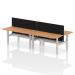 Air Back-to-Back 1600 x 800mm Height Adjustable 4 Person Office Bench Desk Oak Top with Cable Ports Silver Frame with Black Straight Screen HA02397