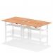 Air Back-to-Back 1600 x 800mm Height Adjustable 4 Person Office Bench Desk Oak Top with Cable Ports White Frame HA02398