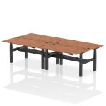 Air Back-to-Back 1600 x 800mm Height Adjustable 4 Person Bench Desk Walnut Top with Cable Ports Black Frame HA02406