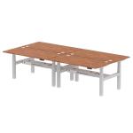 Air Back-to-Back 1600 x 800mm Height Adjustable 4 Person Bench Desk Walnut Top with Cable Ports Silver Frame HA02408