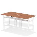 Air Back-to-Back 1600 x 800mm Height Adjustable 4 Person Bench Desk Walnut Top with Cable Ports White Frame HA02410