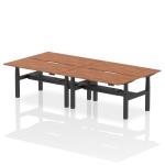 Air Back-to-Back 1600 x 800mm Height Adjustable 4 Person Bench Desk Walnut Top with Scalloped Edge Black Frame HA02412