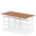 Air Back-to-Back 1600 x 800mm Height Adjustable 4 Person Bench Desk Walnut Top with Scalloped Edge White Frame HA02416