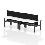 Air Back-to-Back 1600 x 800mm Height Adjustable 4 Person Bench Desk White Top with Cable Ports Black Frame with Black Straight Screen HA02419