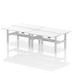 Air Back-to-Back 1600 x 800mm Height Adjustable 4 Person Bench Desk White Top with Cable Ports Silver Frame HA02420