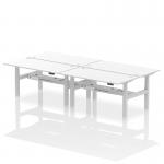 Air Back-to-Back 1600 x 800mm Height Adjustable 4 Person Office Bench Desk White Top with Cable Ports Silver Frame HA02420