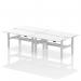 Air Back-to-Back 1600 x 800mm Height Adjustable 4 Person Office Bench Desk White Top with Cable Ports Silver Frame HA02420