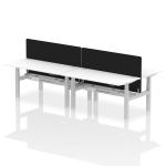 Air Back-to-Back 1600 x 800mm Height Adjustable 4 Person Bench Desk White Top with Cable Ports Silver Frame with Black Straight Screen HA02421