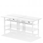 Air Back-to-Back 1600 x 800mm Height Adjustable 4 Person Office Bench Desk White Top with Cable Ports White Frame HA02422