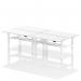 Air Back-to-Back 1600 x 800mm Height Adjustable 4 Person Office Bench Desk White Top with Cable Ports White Frame HA02422