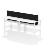 Air Back-to-Back 1600 x 800mm Height Adjustable 4 Person Bench Desk White Top with Cable Ports White Frame with Black Straight Screen HA02423