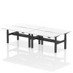 Air Back-to-Back 1600 x 800mm Height Adjustable 4 Person Bench Desk White Top with Scalloped Edge Black Frame HA02424